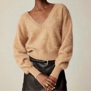 J.Crew Brushed Cashmere V-Neck Sweater Tan Size Large